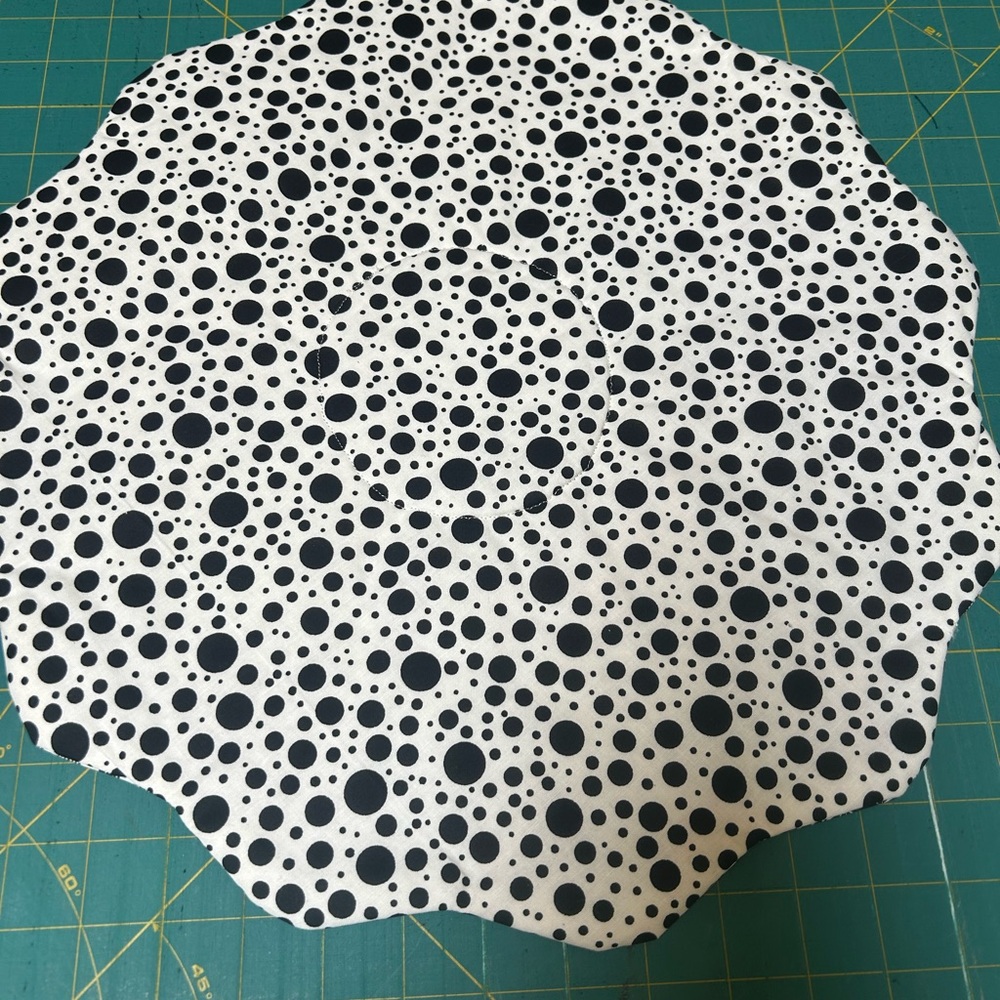 Round Black and White Polka Dot Reversible Centerpiece.   16” - Picture 2 of 2